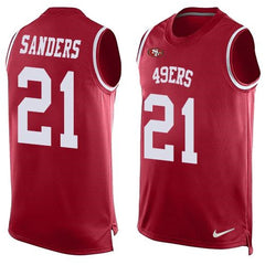 49ers #21 Deion Sanders Red Team Color Men's Stitched NFL Limited Tank Top Jersey 