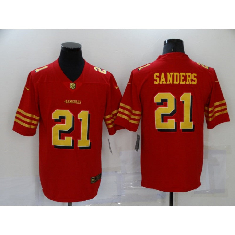 Men's San Francisco 49ers #21 Deion Sanders Red Gold Vapor Untouchable Limited Stitched Jersey 