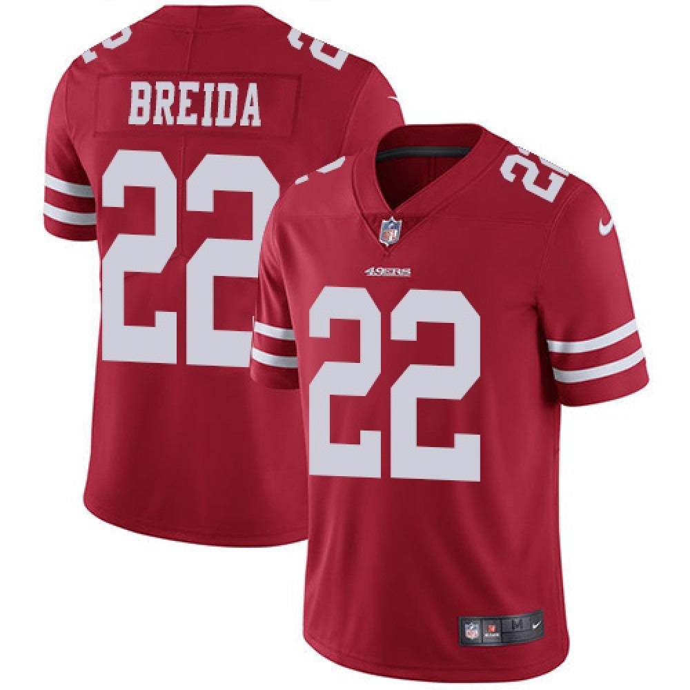 Men's San Francisco 49ers #22 Matt Breida Red Vapor Untouchable Limited Stitched NFL Jersey 