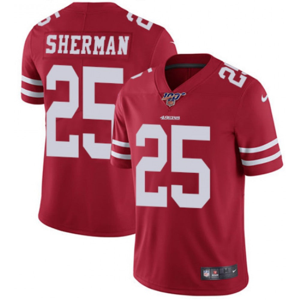 Men's San Francisco 49ers #25 Richard Sherman Red 2019 100th season Vapor Untouchable Limited Stitched NFL Jersey 