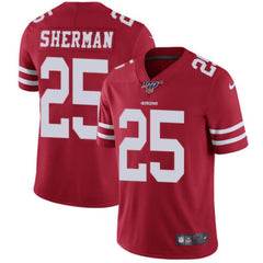 Men's San Francisco 49ers #25 Richard Sherman Red 2019 100th season Vapor Untouchable Limited Stitched NFL Jersey 