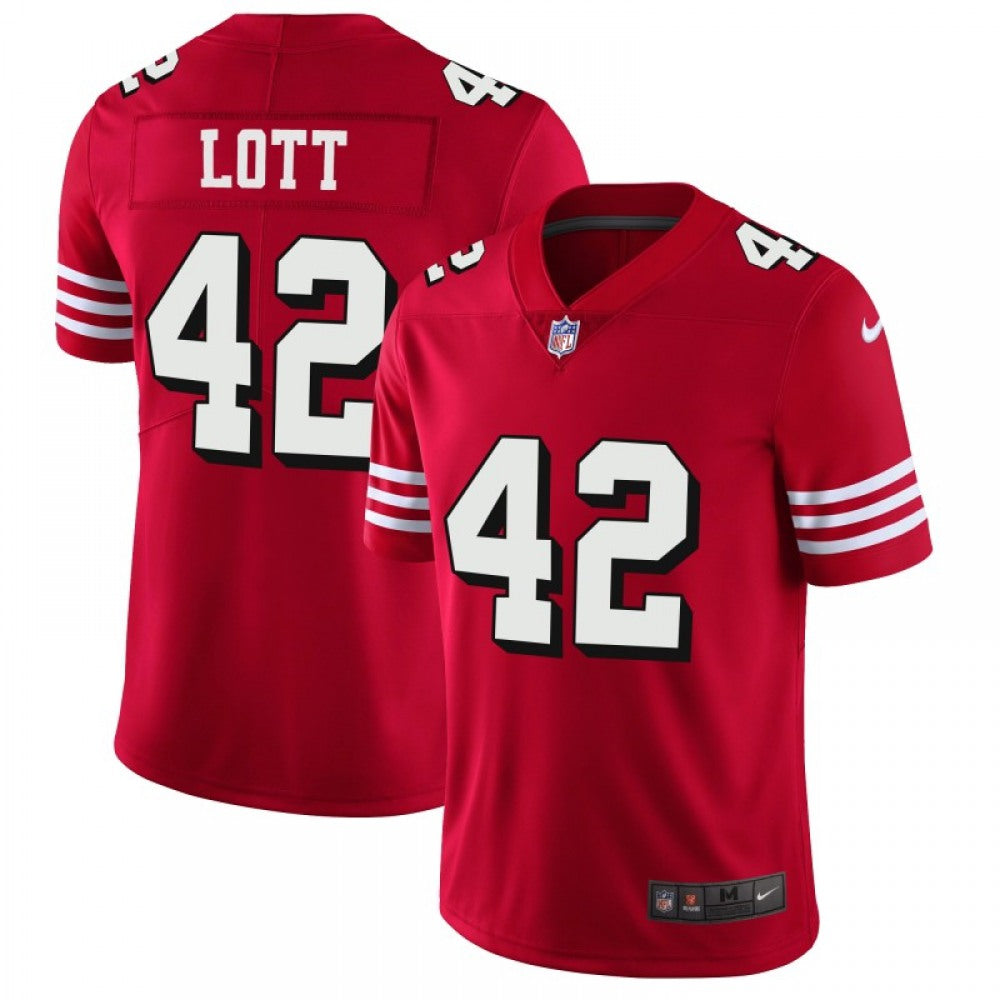 Men's NFL San Francisco 49ers #42 Ronnie Lott Red 2018 Rush Vapor Untouchable Limited Stitched NFL Jersey 
