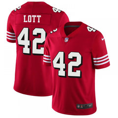 Men's NFL San Francisco 49ers #42 Ronnie Lott Red 2018 Rush Vapor Untouchable Limited Stitched NFL Jersey 
