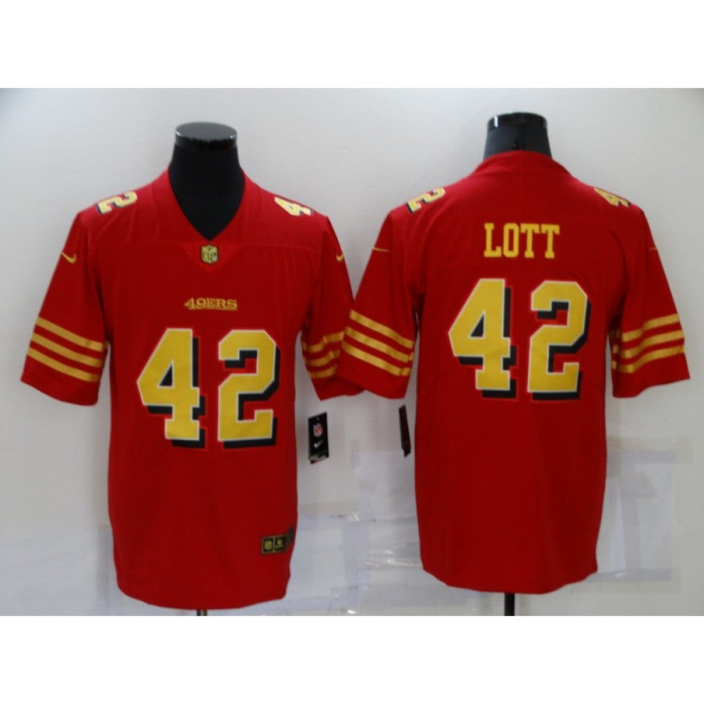 Men's San Francisco 49ers #42 Ronnie Lott Red Gold Vapor Untouchable Limited Stitched Jersey 