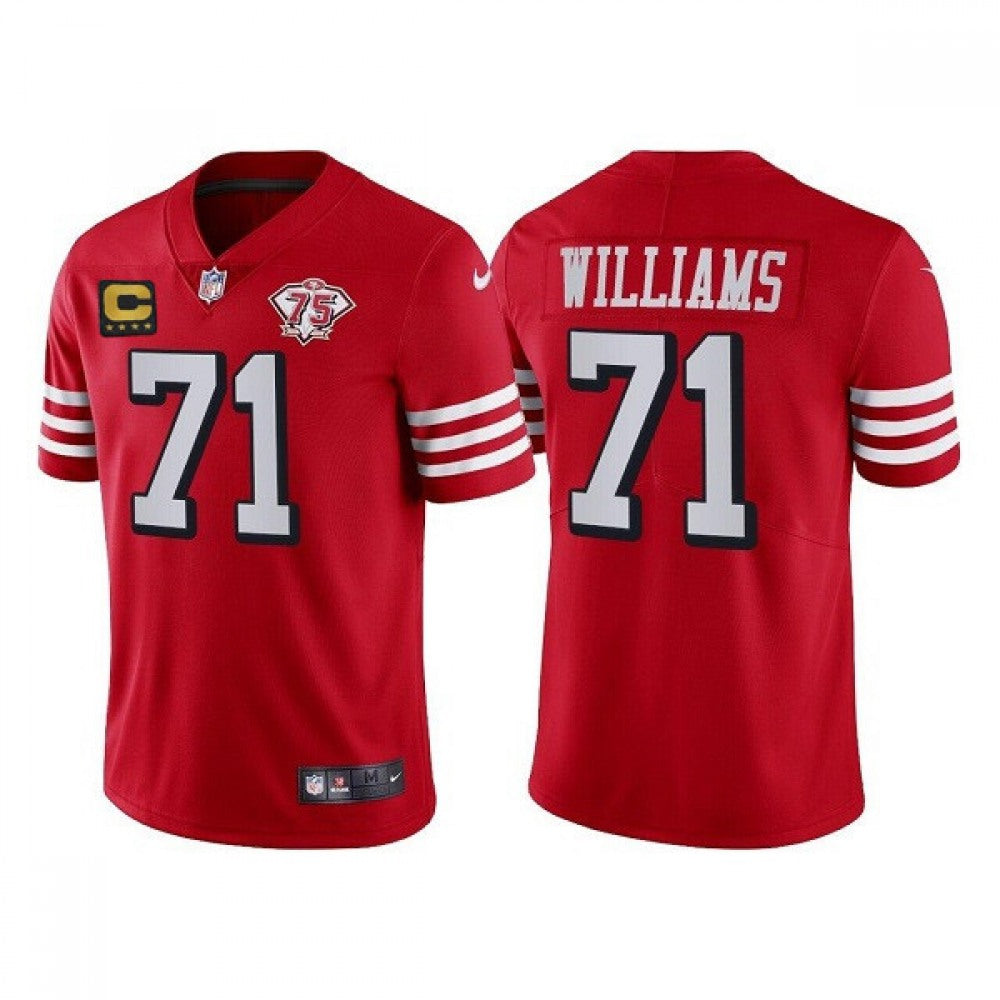 Men's San Francisco 49ers #71 Trent Williams Red 75th Anniversary With C Patch Vapor Untouchable Limited Stitched Football Jersey 