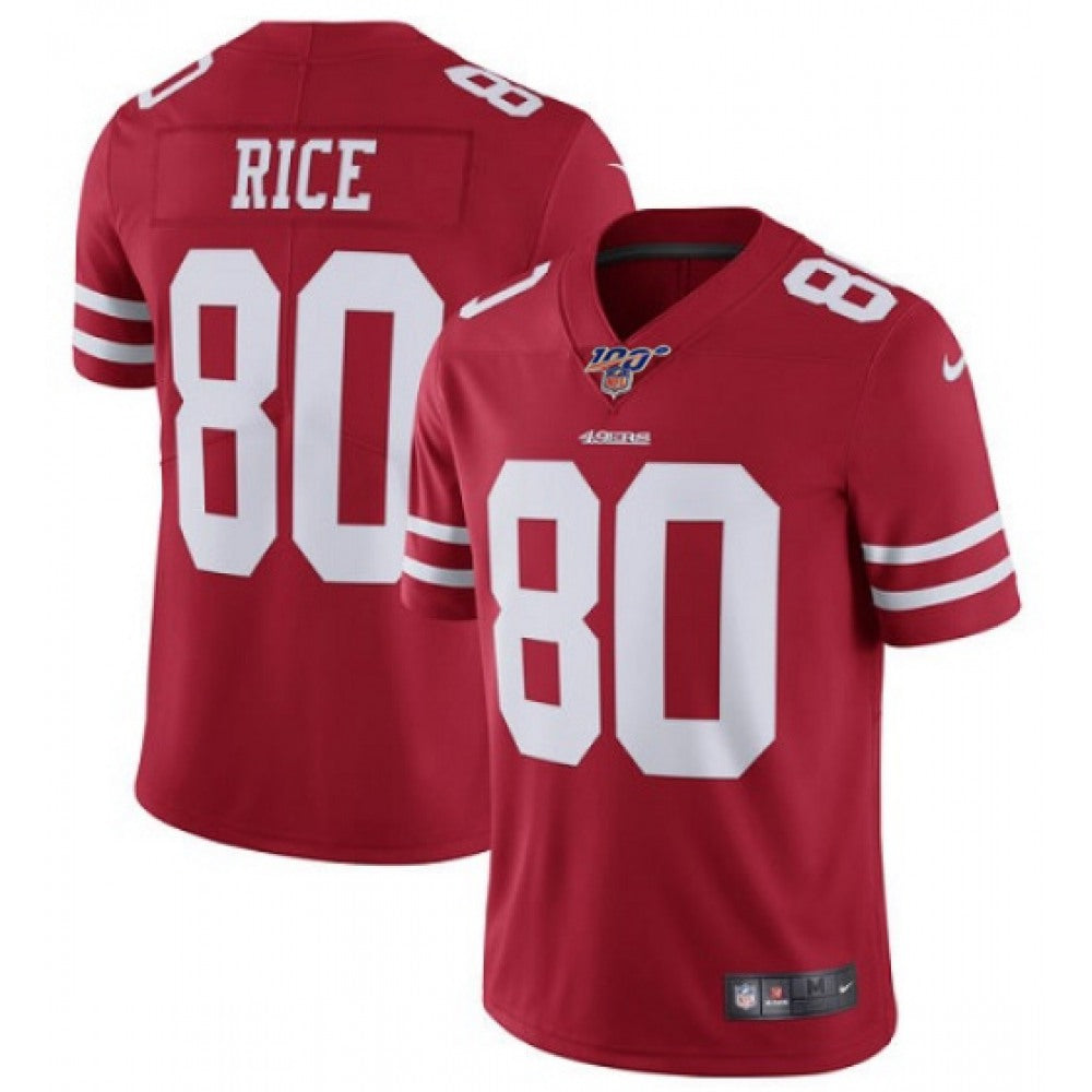 Men's San Francisco 49ers #80 Jerry Rice Red 2019 100th season Vapor Untouchable Limited Stitched NFL Jersey 