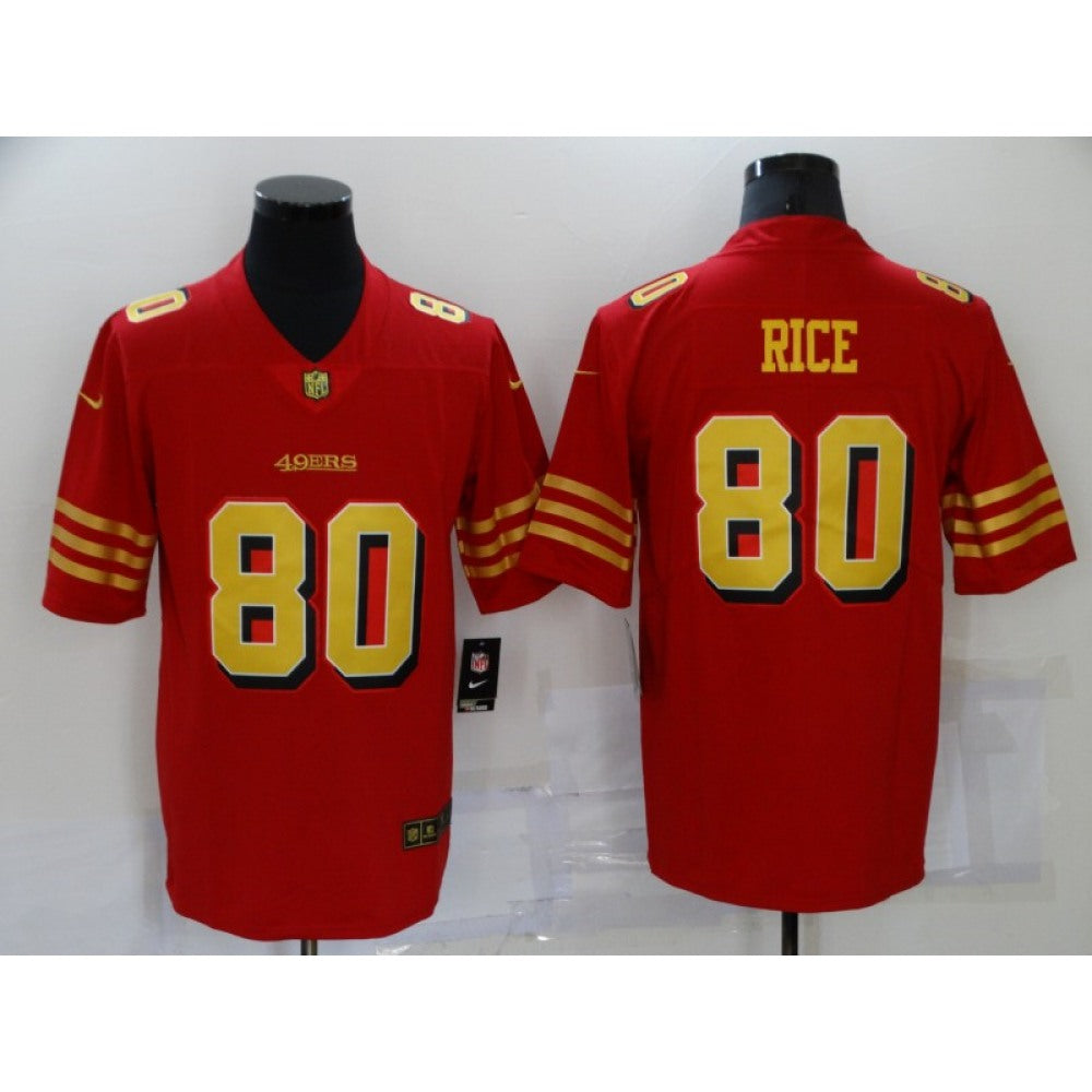 Men's San Francisco 49ers #80 Jerry Rice Red Gold Vapor Untouchable Limited Stitched Jersey 