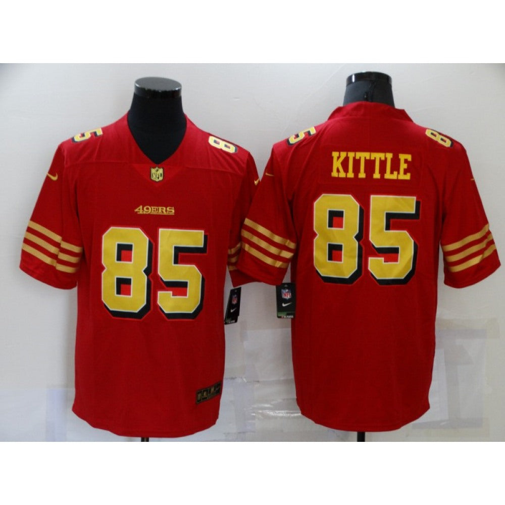 Men's San Francisco 49ers #85 George Kittle Red Gold Vapor Untouchable Limited Stitched Jersey 