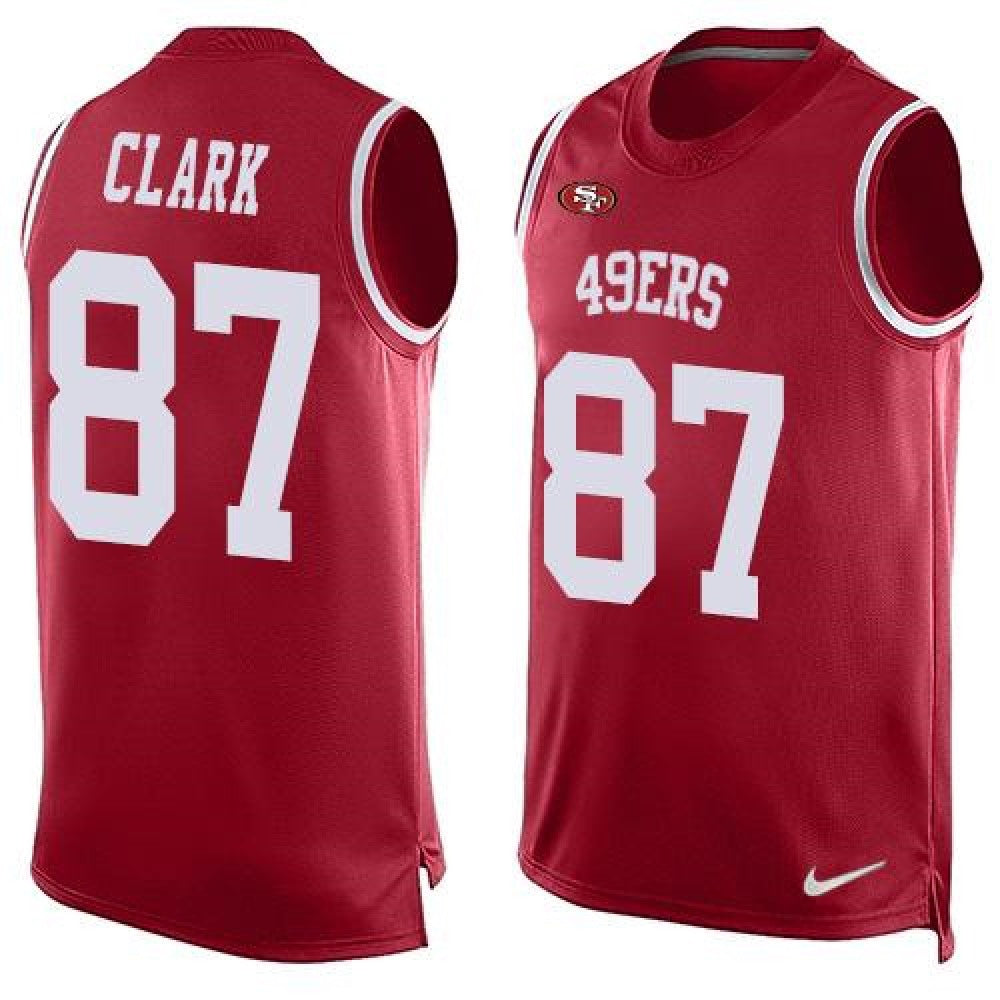 49ers #87 Dwight Clark Red Team Color Men's Stitched NFL Limited Tank Top Jersey 