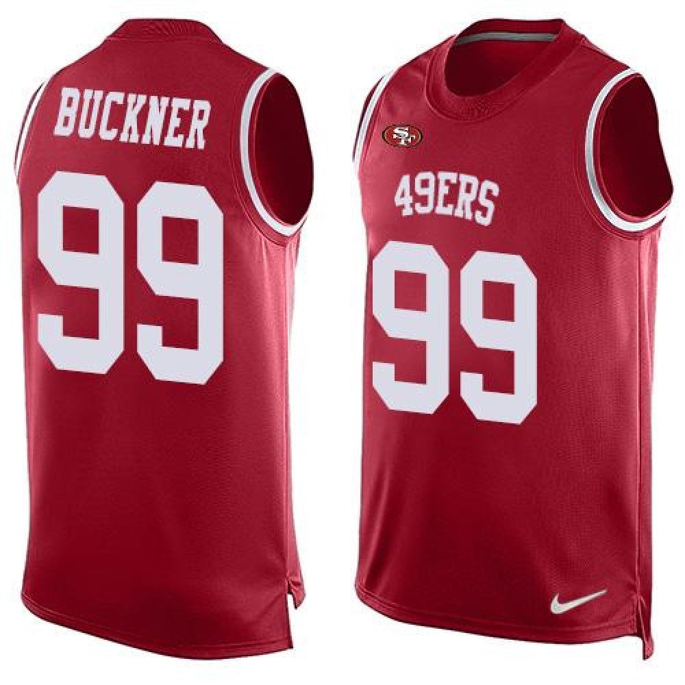 49ers #99 DeForest Buckner Red Team Color Men's Stitched NFL Limited Tank Top Jersey 