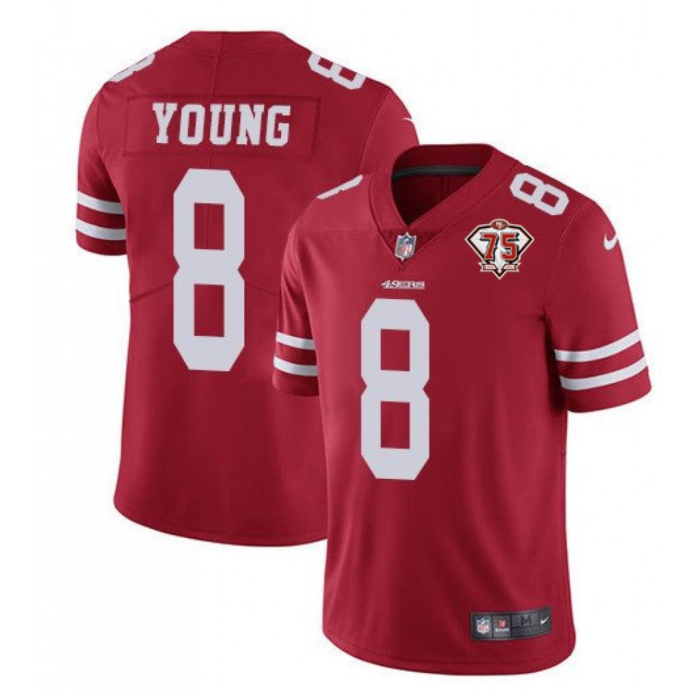 Men's San Francisco 49ers #8 Steve Young 2021 Red 75th Anniversary Vapor Untouchable Stitched NFL Jersey 