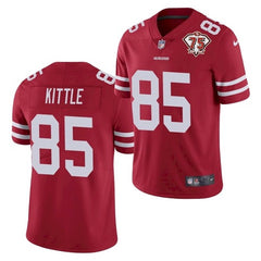 Men's San Francisco 49ers #85 George Kittle 2021 Red 75th Anniversary Vapor Untouchable Stitched NFL Jersey 