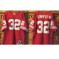 Men's San Francisco 49ers #32 O.J Simpson Red Throwback Stitched Jersey 