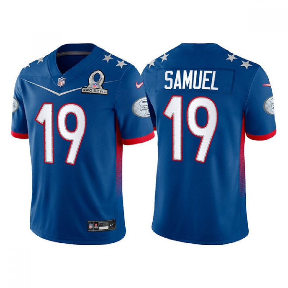 Men's San Francisco 49ers #19 Deebo Samuel 2022 Royal NFC Pro Bowl Stitched Jersey 