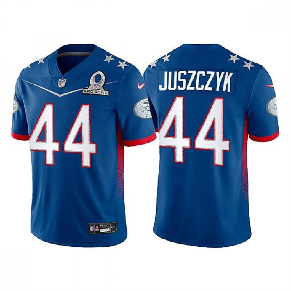 Men's San Francisco 49ers #44 Kyle Juszczyk 2022 Royal NFC Pro Bowl Stitched Jersey 