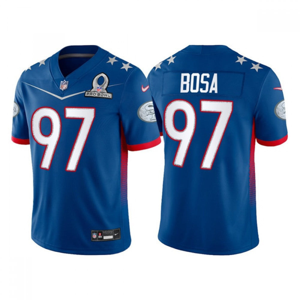 Men's San Francisco 49ers #97 Nick Bosa 2022 Royal NFC Pro Bowl Stitched Jersey 