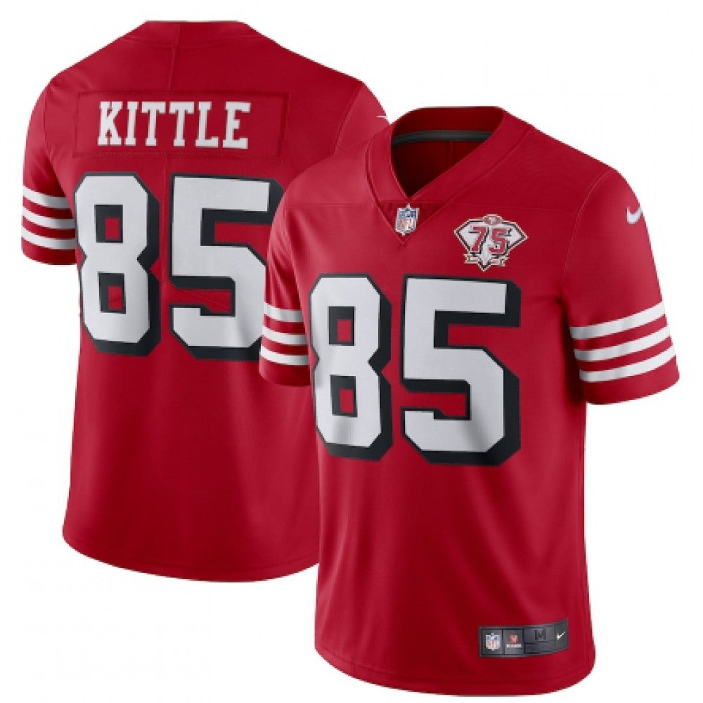 Men's San Francisco 49ers #85 George Kittle 2021 Scarlet 75th Anniversary Vapor Untouchable Alternate Stitched NFL Jersey 