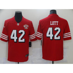 Men's San Francisco 49ers #42 Ronnie Lott 2021 Scarlet 75th Anniversary Alternate Vapor Untouchable Limited Stitched Jersey 