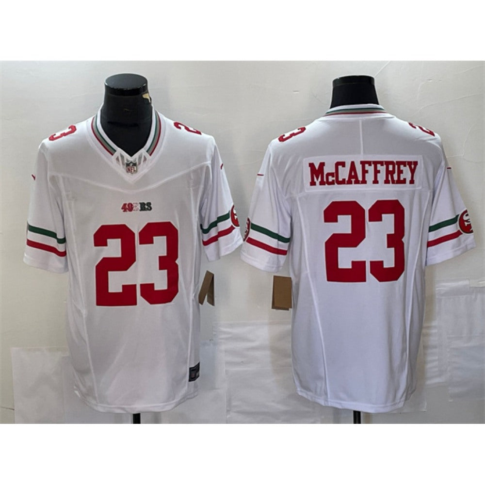 Men's San Francisco 49ers #23 Christian McCaffrey White 2023 F.U.S.E. Vapor Untouchable Limited Stitched Football Jersey 