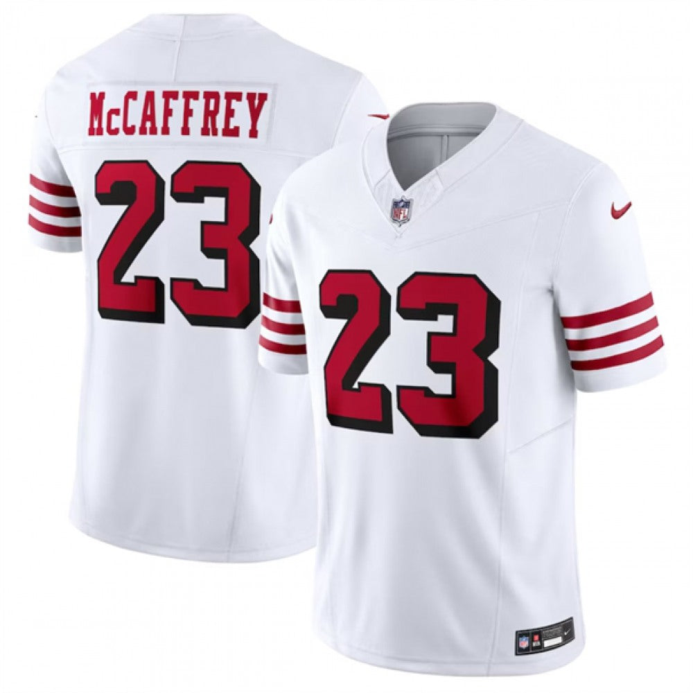 Men's San Francisco 49ers #23 Christian McCaffrey New White 2023 F.U.S.E. Vapor Untouchable Limited Stitched Football Jersey 