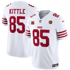Men's San Francisco 49ers #85 George Kittle White 2023 F.U.S.E. With 4-star C Patch And John Madden Patch Vapor Limited Stitched Football Jersey 