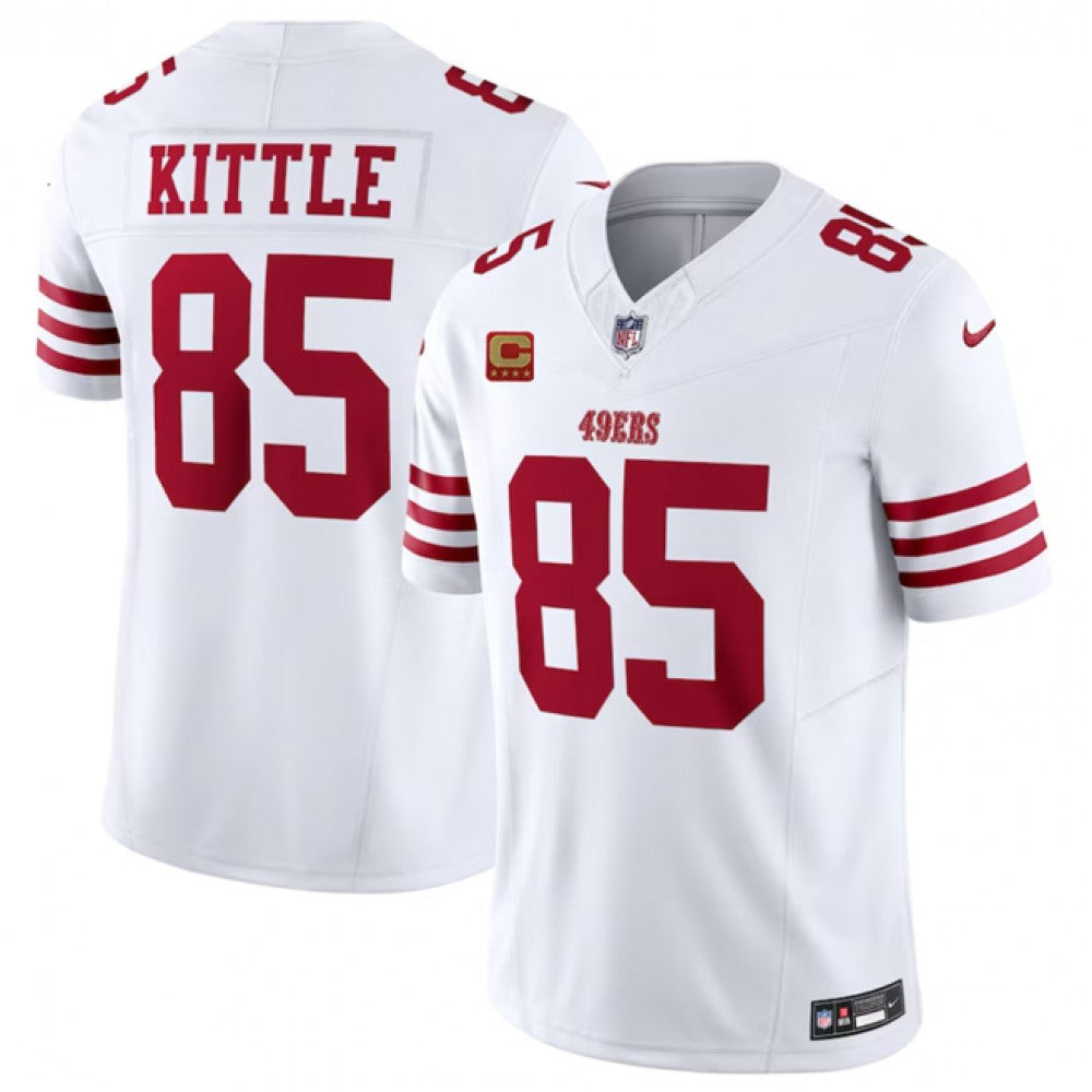 Men's San Francisco 49ers #85 George Kittle White 2023 F.U.S.E. With 4-Star C Patch Vapor Untouchable Limited Stitched Football Jersey 