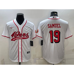 Men's San Francisco 49ers #19 Deebo Samuel New White With Patch Cool Base Stitched Baseball Jersey 
