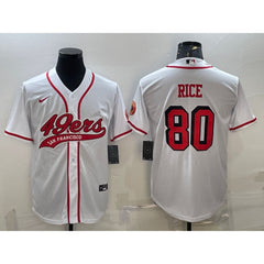 Men's San Francisco 49ers #80 Jerry Rice New White With Patch Cool Base Stitched Baseball Jersey 