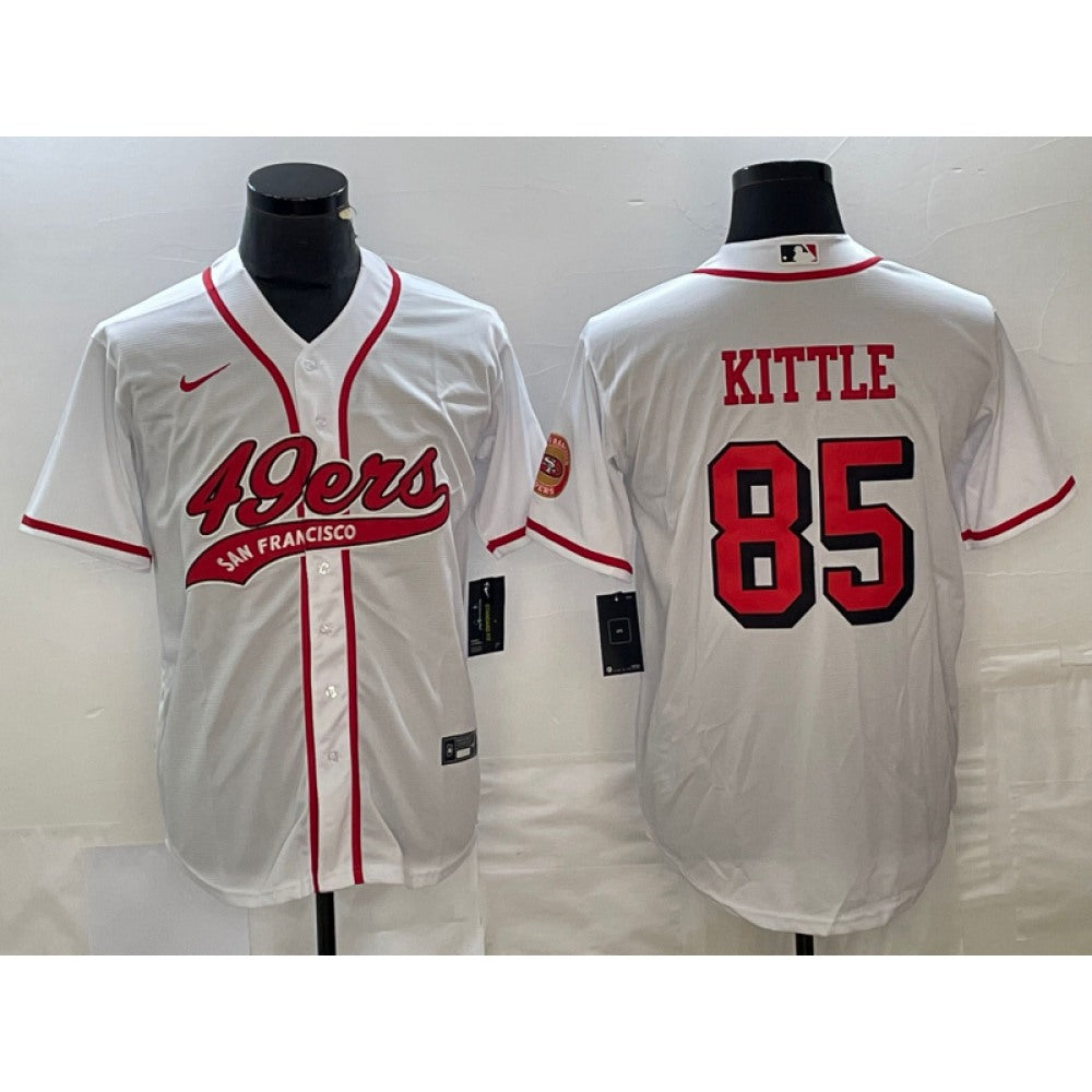 Men's San Francisco 49ers #85 George Kittle New White Cool Base Stitched Baseball Jersey 