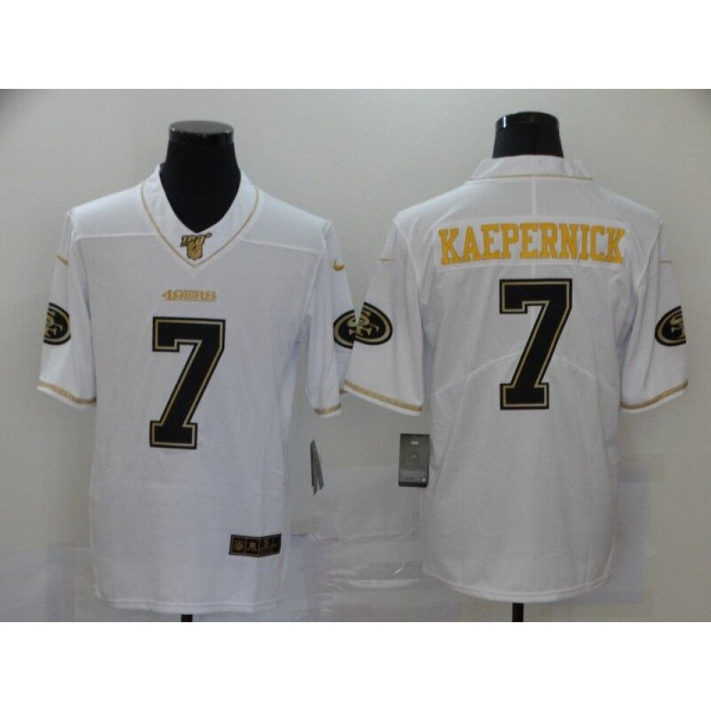 Men's San Francisco 49ers #7 Colin Kaepernick White Golden Edition Stitched Jersey 