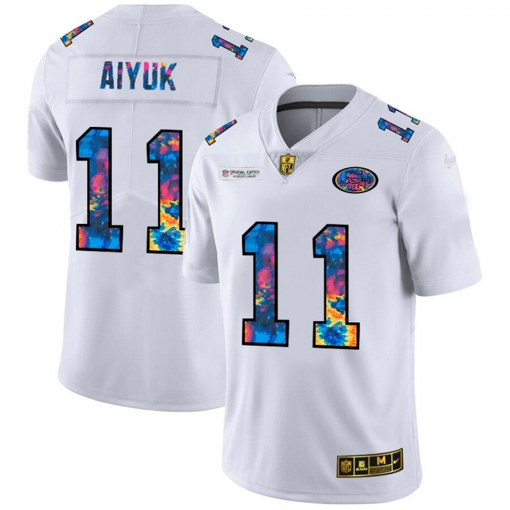 Men's San Francisco 49ers #11 Brandon Aiyuk 2020 White Crucial Catch Limited Stitched Jersey 