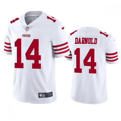Men's San Francisco 49ers #14 Sam Darnold White Vapor Untouchable Limited Stitched Football Jersey 