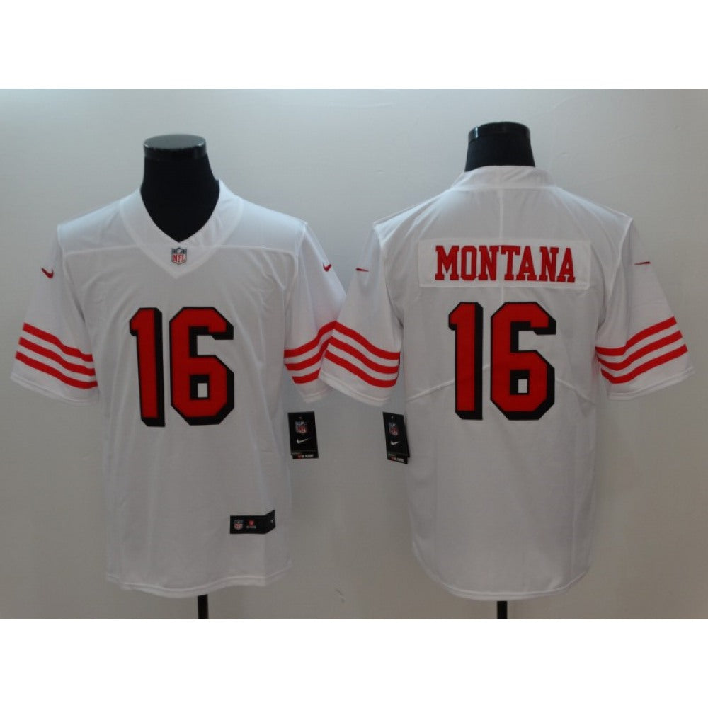 Men's San Francisco 49ers #16 Joe Montana White Color Rush Vapor Untouchable Limited Stitched NFL Jersey 