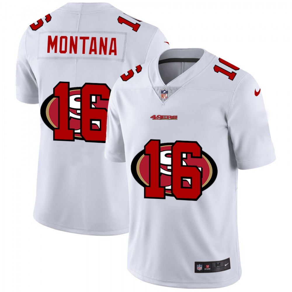 Men's San Francisco 49ers #16 Joe Montana White Shadow Logo Limited Stitched Jersey 