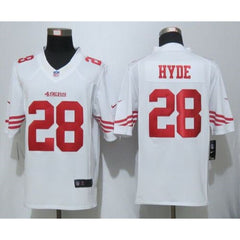 49ers #28 Carlos Hyde White Men's Stitched NFL Limited Jersey 