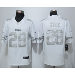 49ers #28 Carlos Hyde White Men's Stitched NFL Limited Platinum Jersey 
