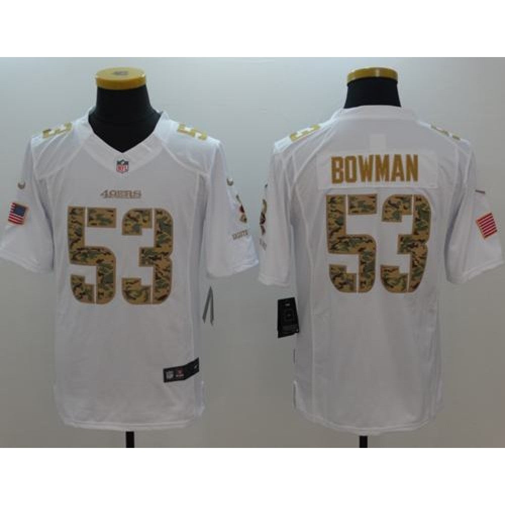 49ers #53 NaVorro Bowman White Men's Stitched NFL Limited Salute to Service Jersey 