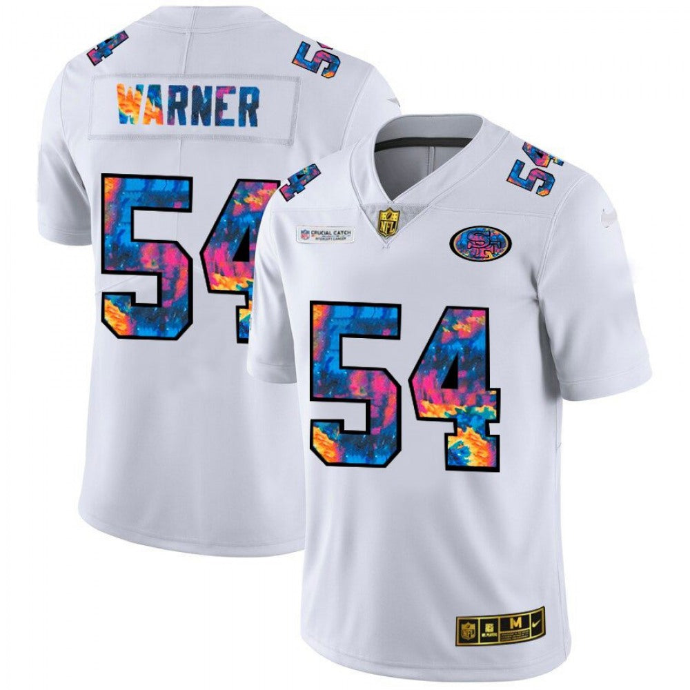 Men's San Francisco 49ers #54 Fred Warner 2020 White Crucial Catch Limited Stitched Jersey 