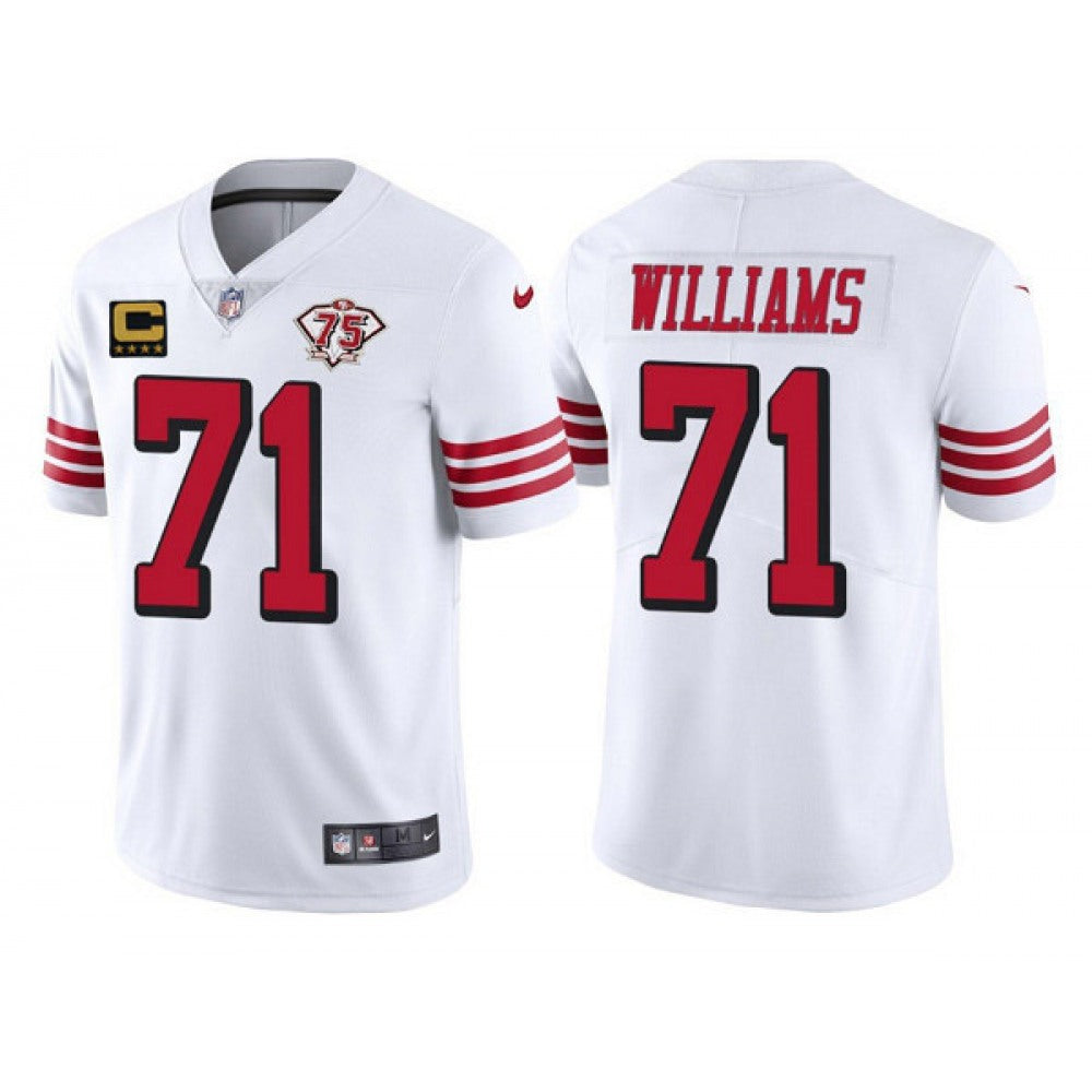 Men's San Francisco 49ers #71 Trent Williams White 75th Anniversary With C Patch Vapor Untouchable Limited Stitched Football Jersey 