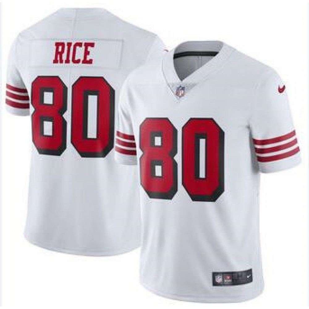 Men's San Francisco 49ers #80 Jerry Rice White Color Rush Vapor Untouchable Limited Stitched NFL Jersey 