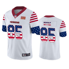Men's San Francisco 49ers #85 George Kittle White 2019 USA Flag Fashion Limited Stitched NFL Jersey 