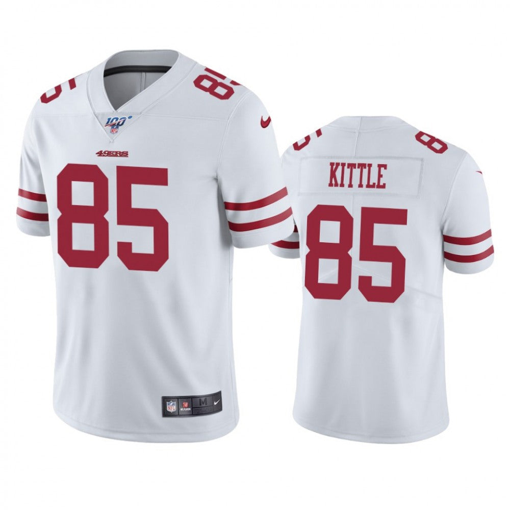 Men's San Francisco 49ers #85 George Kittle White 2019 100th season Vapor Untouchable Limited Stitched NFL Jersey 
