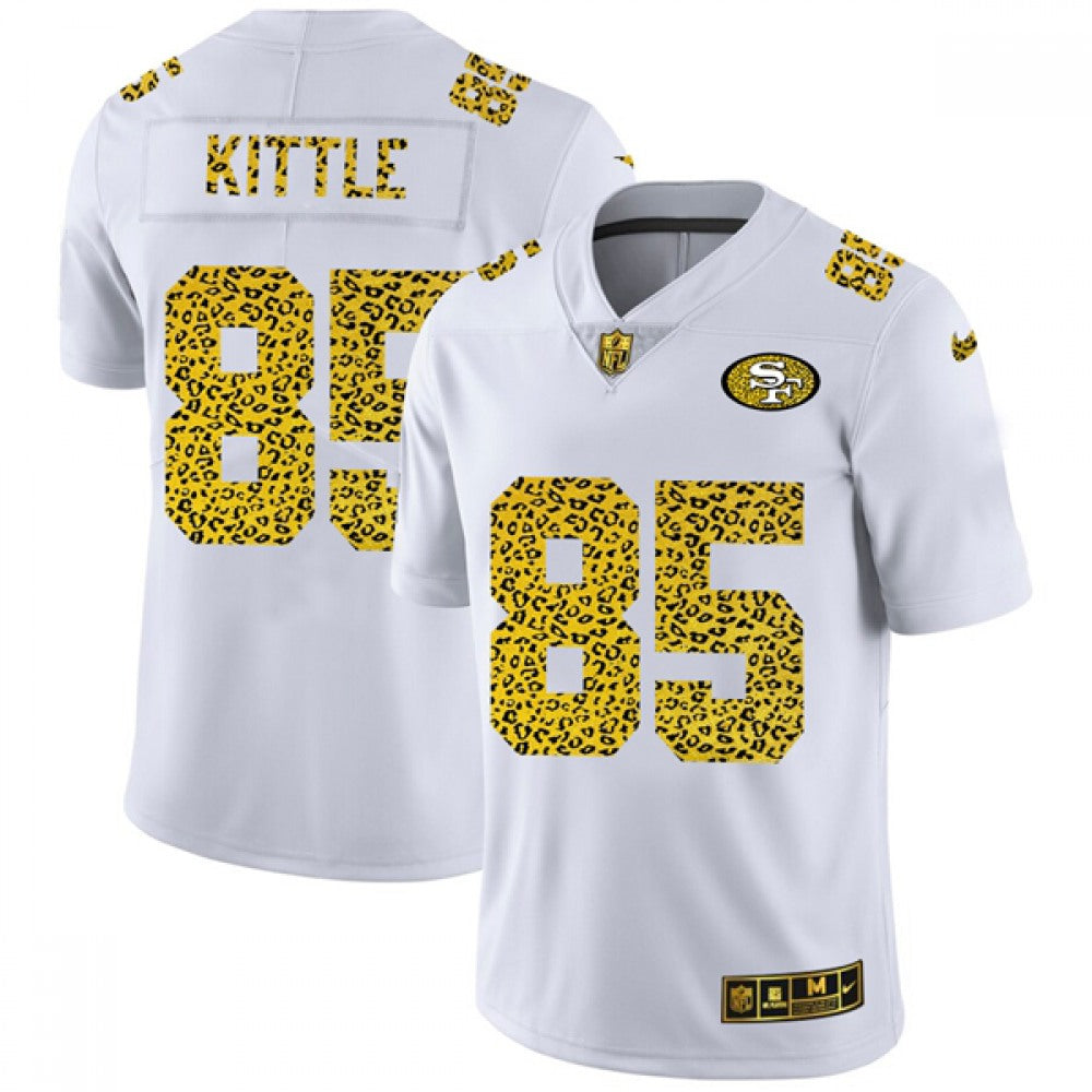 Men's San Francisco 49ers #85 George Kittle 2020 White Leopard Print Fashion Limited Stitched Jersey 