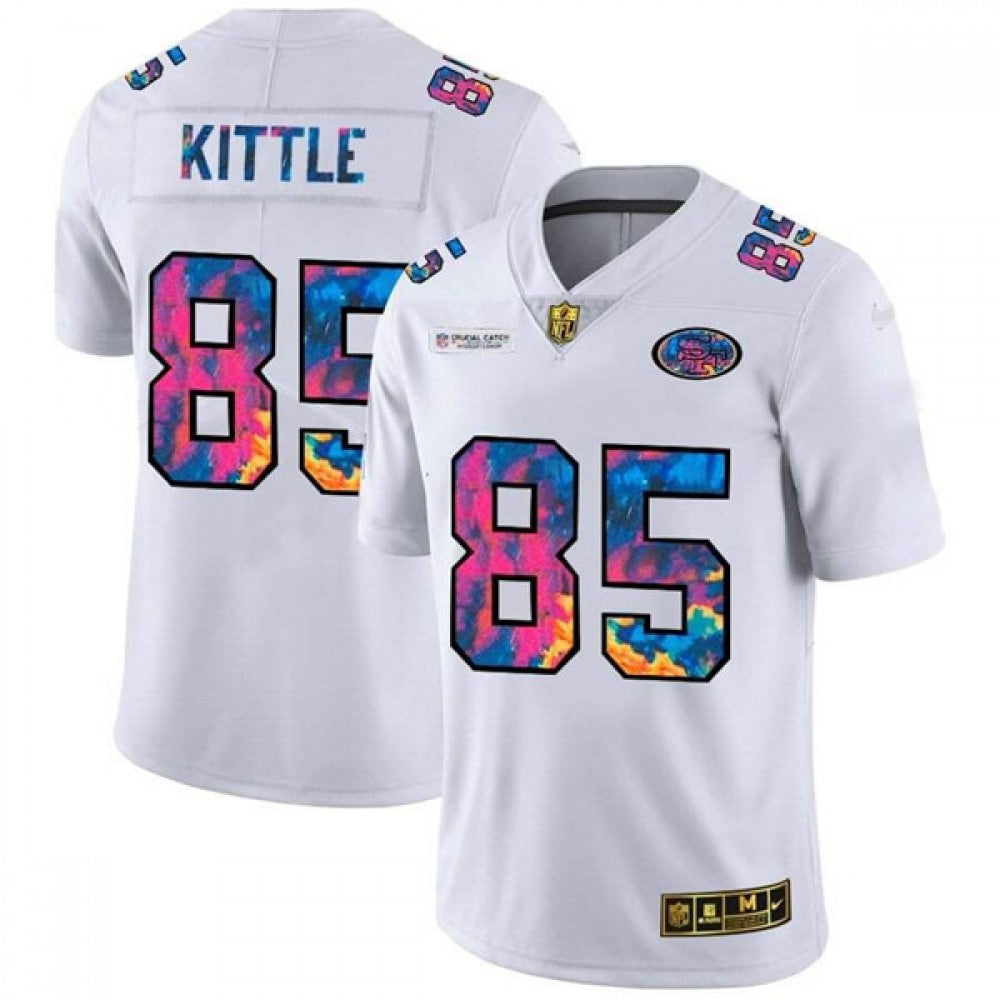 Men's San Francisco 49ers #85 George Kittle 2020 White Crucial Catch Limited Stitched Jersey 