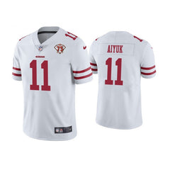 Men's San Francisco 49ers #11 Brandon Aiyuk 2021 White 75th Anniversary Vapor Untouchable Stitched NFL Jersey 