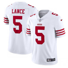 Men's San Francisco 49ers #5 Trey Lance 2022 New White Vapor Untouchable Stitched Jersey 