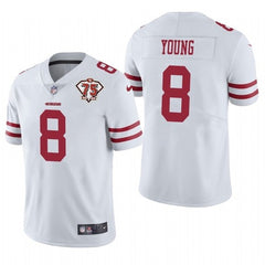 Men's San Francisco 49ers #8 Steve Young 2021 White 75th Anniversary Vapor Untouchable Stitched NFL Jersey 