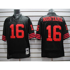 Mitchell and Ness 49ers Joe Montana #16 Stitched Black NFL Jersey 