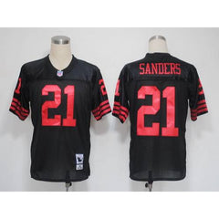 Mitchell and Ness 49ers #21 Deion Sanders Black Stitched NFL Jersey 