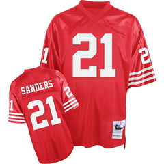 Mitchell and Ness 49ers #21 Deion Sanders Stitched Red NFL Jersey 